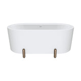 Fienza Aluca Freestanding Bath 1500mm w/ Overflow Matte White w/ Brushed Copper Legs FR88-1500W-CO-OF