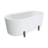 Fienza Aluca Freestanding Bath 1500mm w/ Overflow Matte White w/ Brushed Copper Legs FR88-1500W-CO-OF