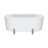 Fienza Aluca Freestanding Bath 1500mm w/ Overflow Matte White w/ Urban Brass Legs FR88-1500W-UB-OF