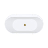 Fienza Aluca Freestanding Bath 1500mm w/ Overflow Matte White w/ Urban Brass Legs FR88-1500W-UB-OF