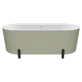 Fienza Aluca Freestanding Bath 1700mm w/ Overflow Matte Olive w/ Matte Black Legs FR88-1700G-B-OF