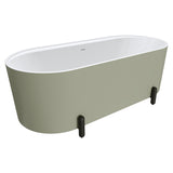 Fienza Aluca Freestanding Bath 1700mm w/ Overflow Matte Olive w/ Matte Black Legs FR88-1700G-B-OF