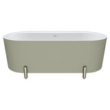 Fienza Aluca Freestanding Bath 1700mm w/ Overflow Matte Olive w/ Brushed Nickel Legs FR88-1700G-BN-OF