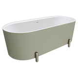Fienza Aluca Freestanding Bath 1700mm w/ Overflow Matte Olive w/ Brushed Nickel Legs FR88-1700G-BN-OF