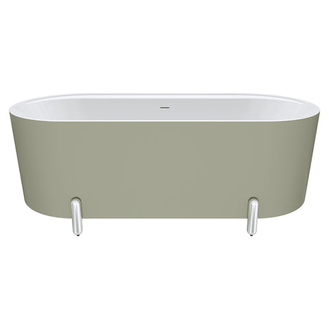 Fienza Aluca Freestanding Bath 1700mm w/ Overflow Matte Olive w/ Chrome Legs FR88-1700G-C-OF