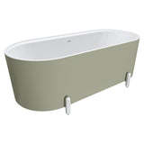 Fienza Aluca Freestanding Bath 1700mm w/ Overflow Matte Olive w/ Chrome Legs FR88-1700G-C-OF
