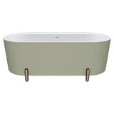 Fienza Aluca Freestanding Bath 1700mm w/ Overflow Matte Olive w/ Brushed Copper Legs FR88-1700G-CO-OF