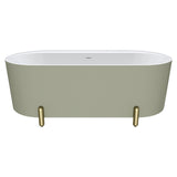 Fienza Aluca Freestanding Bath 1700mm w/ Overflow Matte Olive w/ Urban Brass Legs FR88-1700G-UB-OF
