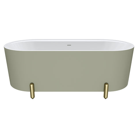 Fienza Aluca Freestanding Bath 1700mm w/ Overflow Matte Olive w/ Urban Brass Legs FR88-1700G-UB-OF