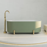 Fienza Aluca Freestanding Bath 1700mm w/ Overflow Matte Olive w/ Urban Brass Legs FR88-1700G-UB-OF
