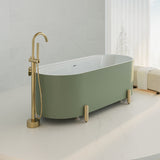 Fienza Aluca Freestanding Bath 1700mm w/ Overflow Matte Olive w/ Urban Brass Legs FR88-1700G-UB-OF