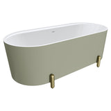 Fienza Aluca Freestanding Bath 1700mm w/ Overflow Matte Olive w/ Urban Brass Legs FR88-1700G-UB-OF