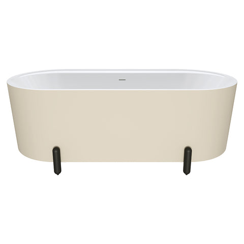 Fienza Aluca Freestanding Bath 1700mm w/ Overflow Matte Khaki w/ Matte Black Legs FR88-1700K-B-OF
