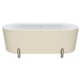 Fienza Aluca Freestanding Bath 1700mm w/ Overflow Matte Khaki w/ Brushed Nickel Legs FR88-1700K-BN-OF