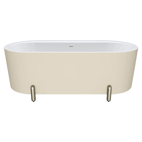 Fienza Aluca Freestanding Bath 1700mm w/ Overflow Matte Khaki w/ Brushed Nickel Legs FR88-1700K-BN-OF