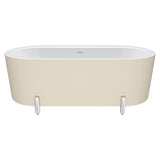 Fienza Aluca Freestanding Bath 1700mm w/ Overflow Matte Khaki w/ Chrome Legs FR88-1700K-C-OF