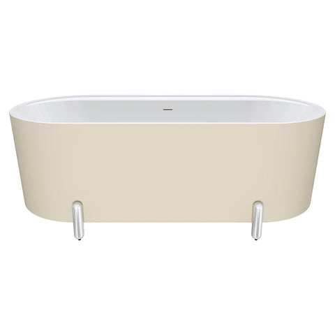 Fienza Aluca Freestanding Bath 1700mm w/ Overflow Matte Khaki w/ Chrome Legs FR88-1700K-C-OF