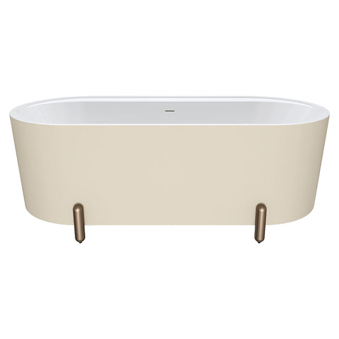 Fienza Aluca Freestanding Bath 1700mm w/ Overflow Matte Khaki w/ Brushed Copper Legs FR88-1700K-CO-OF