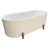Fienza Aluca Freestanding Bath 1700mm w/ Overflow Matte Khaki w/ Brushed Copper Legs FR88-1700K-CO-OF