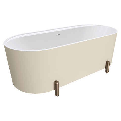 Fienza Aluca Freestanding Bath 1700mm w/ Overflow Matte Khaki w/ Brushed Copper Legs FR88-1700K-CO-OF