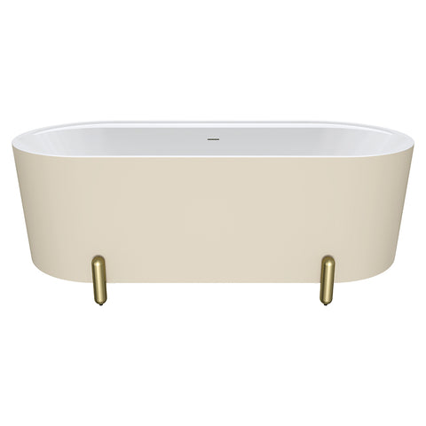 Fienza Aluca Freestanding Bath 1700mm w/ Overflow Matte Khaki w/ Urban Brass Legs FR88-1700K-UB-OF