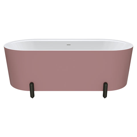 Fienza Aluca Freestanding Bath 1700mm w/ Overflow Matte Rouge w/ Matte Black Legs FR88-1700R-B-OF