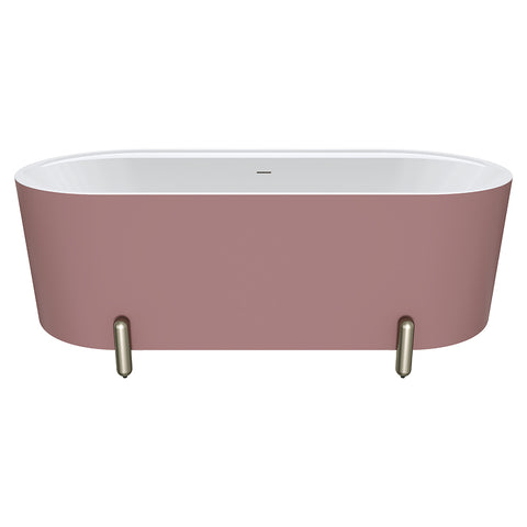 Fienza Aluca Freestanding Bath 1700mm w/ Overflow Matte Rouge w/ Brushed Nickel Legs FR88-1700R-BN-OF