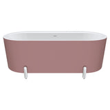 Fienza Aluca Freestanding Bath 1700mm w/ Overflow Matte Rouge w/ Chrome Legs FR88-1700R-C-OF