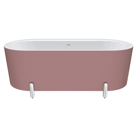 Fienza Aluca Freestanding Bath 1700mm w/ Overflow Matte Rouge w/ Chrome Legs FR88-1700R-C-OF