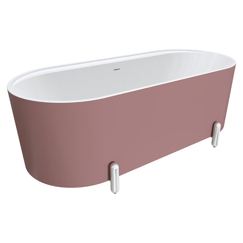 Fienza Aluca Freestanding Bath 1700mm w/ Overflow Matte Rouge w/ Chrome Legs FR88-1700R-C-OF