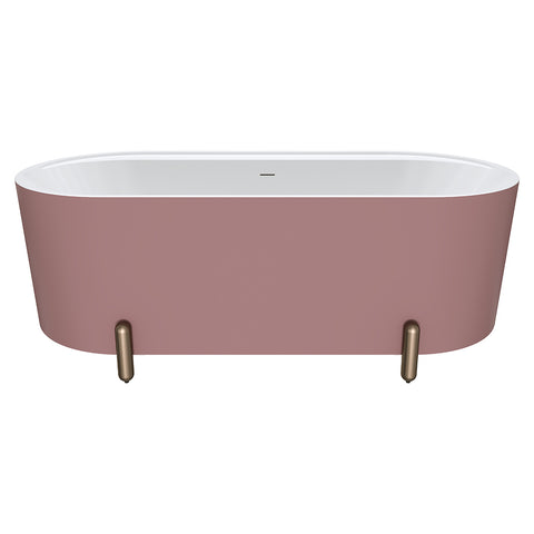 Fienza Aluca Freestanding Bath 1700mm w/ Overflow Matte Rouge w/ Brushed Copper Legs FR88-1700R-CO-OF