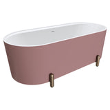 Fienza Aluca Freestanding Bath 1700mm w/ Overflow Matte Rouge w/ Brushed Copper Legs FR88-1700R-CO-OF