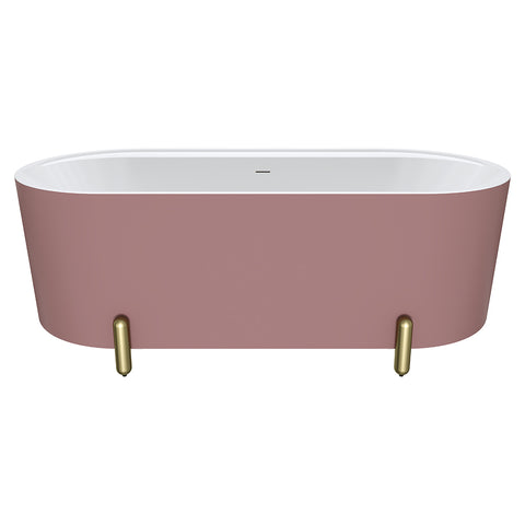 Fienza Aluca Freestanding Bath 1700mm w/ Overflow Matte Rouge w/ Urban Brass Legs FR88-1700R-UB-OF