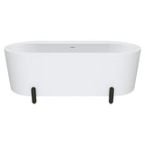 Fienza Aluca Freestanding Bath 1700mm w/ Overflow Matte White w/ Matte Black Legs FR88-1700W-B-OF