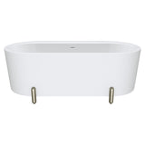 Fienza Aluca Freestanding Bath 1700mm w/ Overflow Matte White w/ Brushed Nickel Legs FR88-1700W-BN-OF