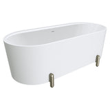 Fienza Aluca Freestanding Bath 1700mm w/ Overflow Matte White w/ Brushed Nickel Legs FR88-1700W-BN-OF