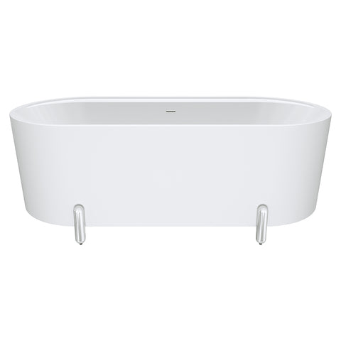 Fienza Aluca Freestanding Bath 1700mm w/ Overflow Matte White w/ Chrome Legs FR88-1700W-C-OF