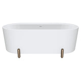Fienza Aluca Freestanding Bath 1700mm w/ Overflow Matte White w/ Brushed Copper Legs FR88-1700W-CO-OF