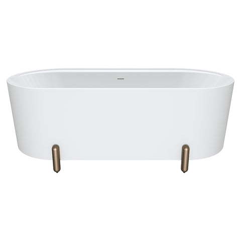 Fienza Aluca Freestanding Bath 1700mm w/ Overflow Matte White w/ Brushed Copper Legs FR88-1700W-CO-OF