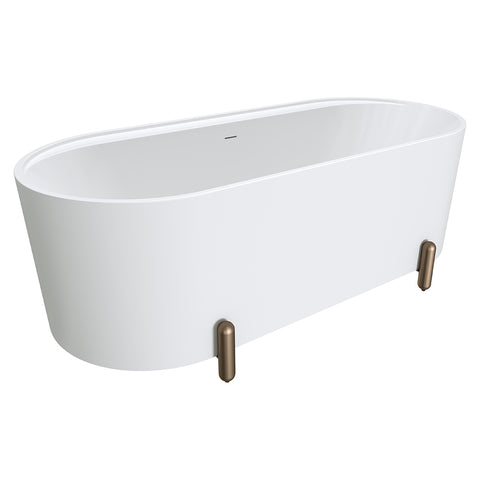 Fienza Aluca Freestanding Bath 1700mm w/ Overflow Matte White w/ Brushed Copper Legs FR88-1700W-CO-OF
