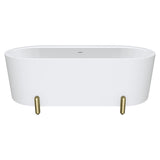 Fienza Aluca Freestanding Bath 1700mm w/ Overflow Matte White w/ Urban Brass Legs FR88-1700W-UB-OF