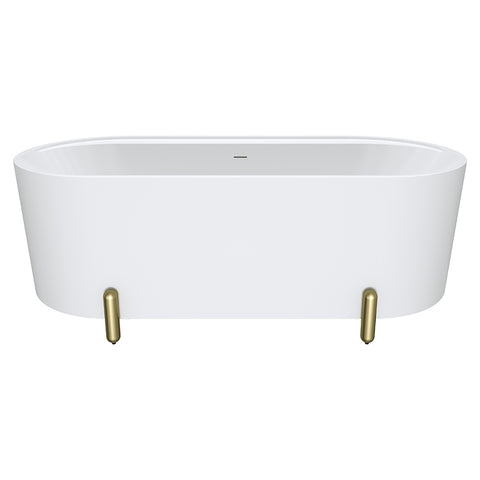 Fienza Aluca Freestanding Bath 1700mm w/ Overflow Matte White w/ Urban Brass Legs FR88-1700W-UB-OF