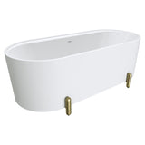 Fienza Aluca Freestanding Bath 1700mm w/ Overflow Matte White w/ Urban Brass Legs FR88-1700W-UB-OF