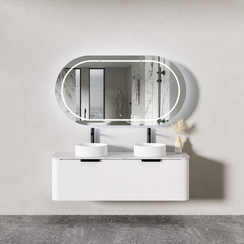 Amelie Vie 1500mm Vanity Unit Fluted & Calacatta Marble Stone Top FULLVIE150