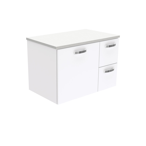 Fienza Unicab Wall Hung Cabinet Right Drawers Solid Door 750mm Gloss White (Cabinet Only) 75JR