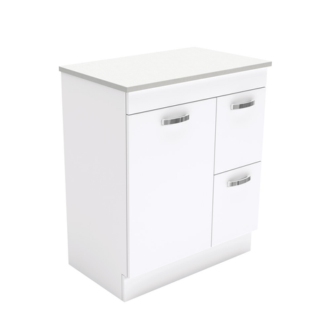 Fienza Unicab On Kickboard Cabinet Right Drawers Solid Door 750mm Gloss White (Cabinet Only) 75NKWR