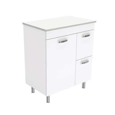 Fienza Unicab On Legs Cabinet Right Drawers Solid Door 750mm Gloss White (Cabinet Only) 75NLWR