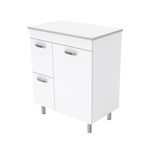 Fienza Unicab On Legs Cabinet Left Drawers Solid Door 750mm Gloss White (Cabinet Only) 75NLWL