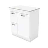 Fienza Unicab On Kickboard Cabinet Left Drawers Solid Door 750mm Gloss White (Cabinet Only) 75NKWL