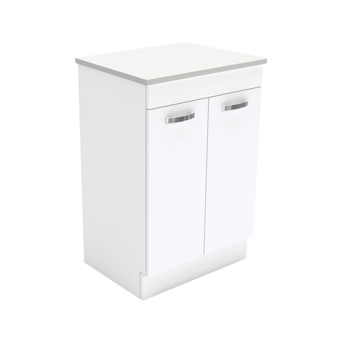 Fienza Unicab On Kickboard Cabinet Only 600mm Solid Doors Gloss White (Cabinet Only) 60NKW